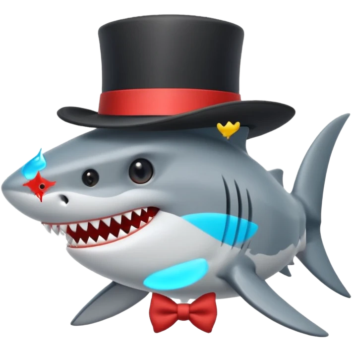 Shark with a top hat emoji