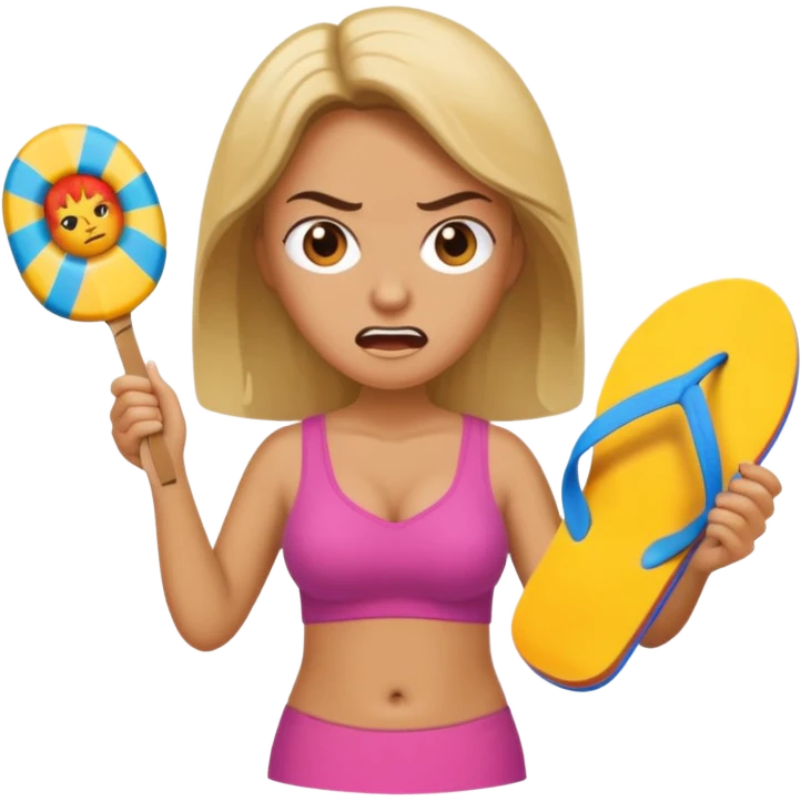 an angry mother with a flip-flop in her hand emoji