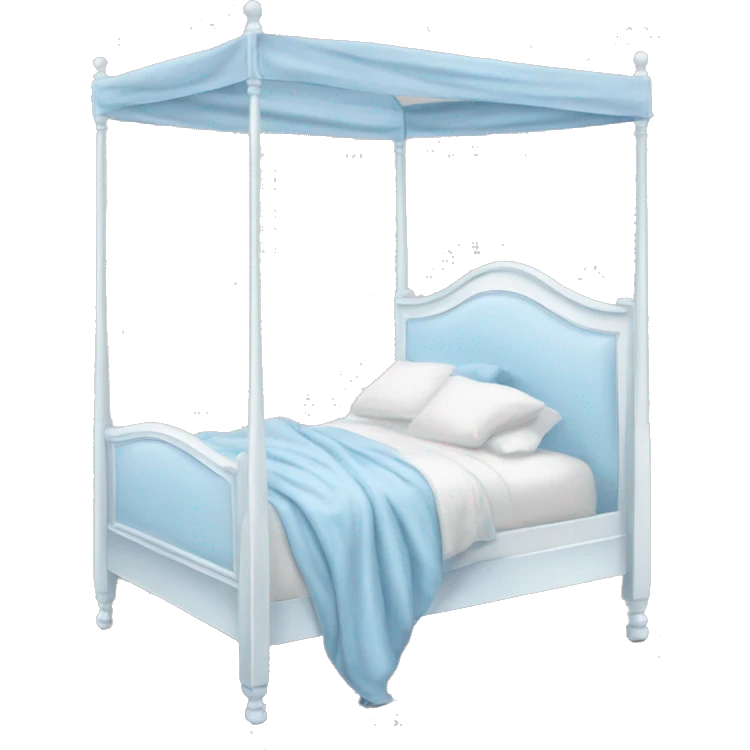 Baby blue and white canopy bed  emoji