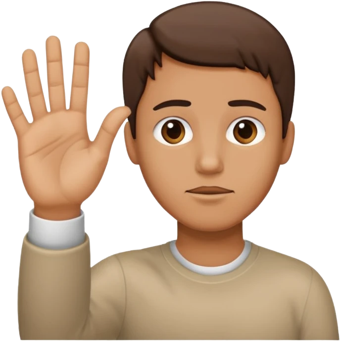une main qui dit stop et on peut voir l'homme derriere emoji