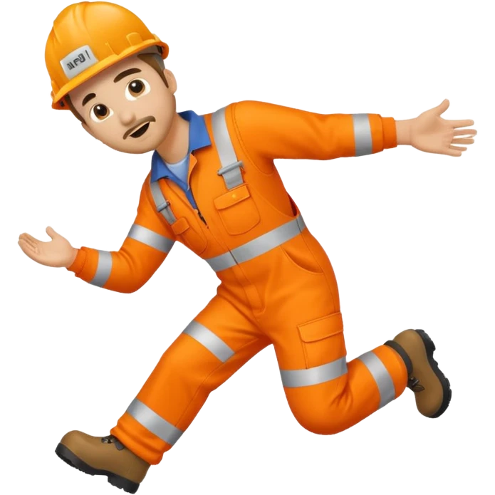 engineer hi-vis orange overalls falling over emoji
