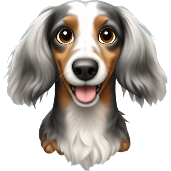 Tri Merle long haired Dachshund emoji