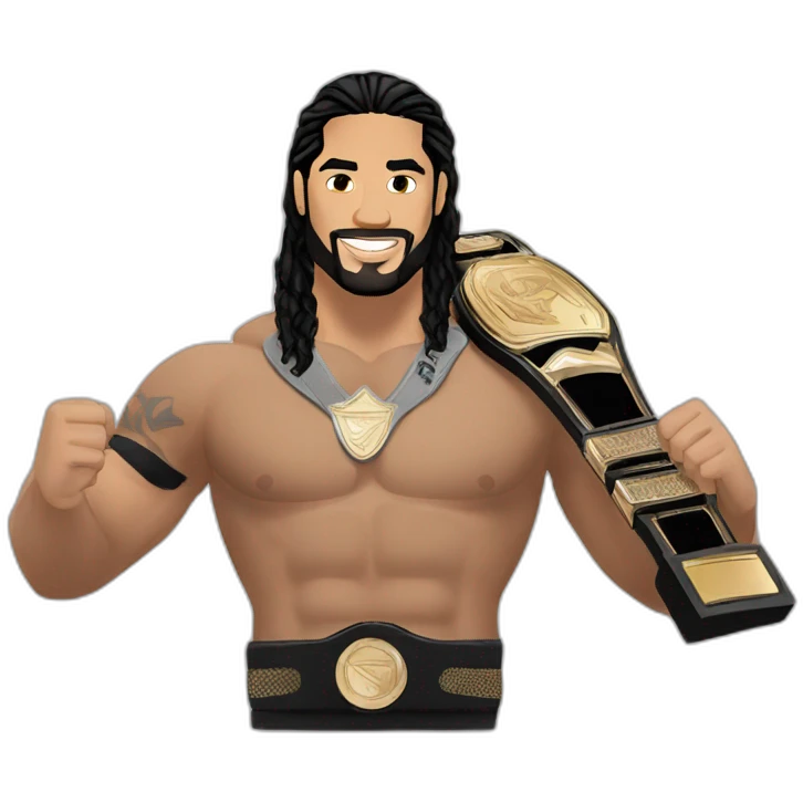 roman reigns holding a championship emoji
