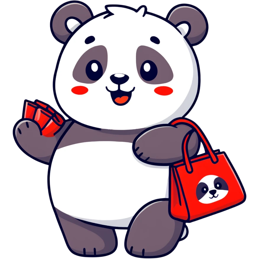 panda with hot red bag emoji