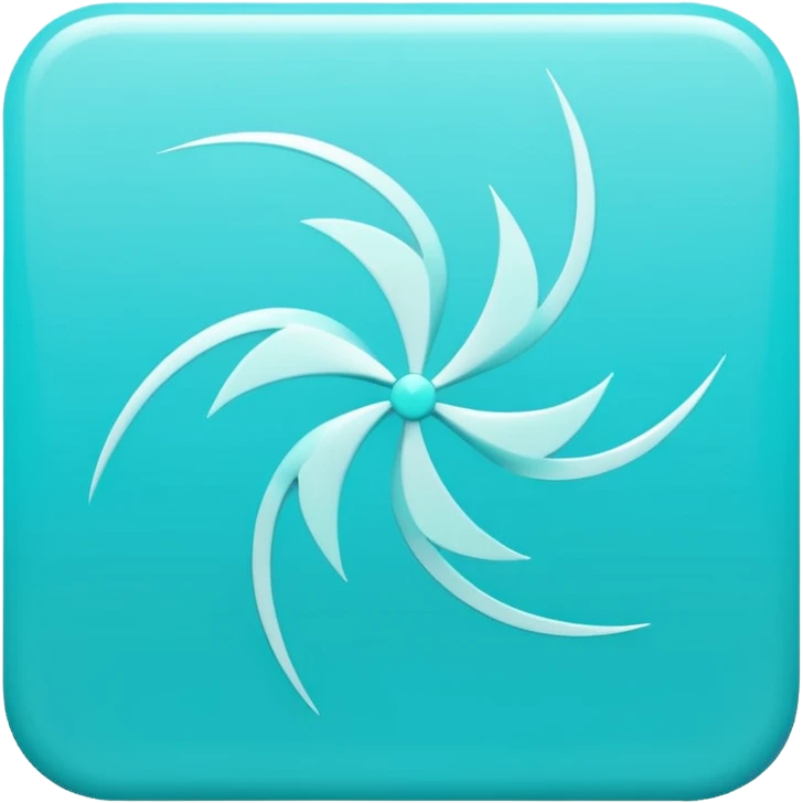 a Tiny compressed Stylized light-turquoise wind wind symbol inside a pastel gradient white square icon, light turquoise borders emoji
