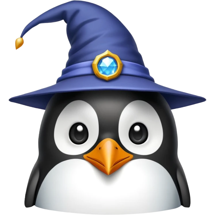 Penguin with wizard hat  emoji