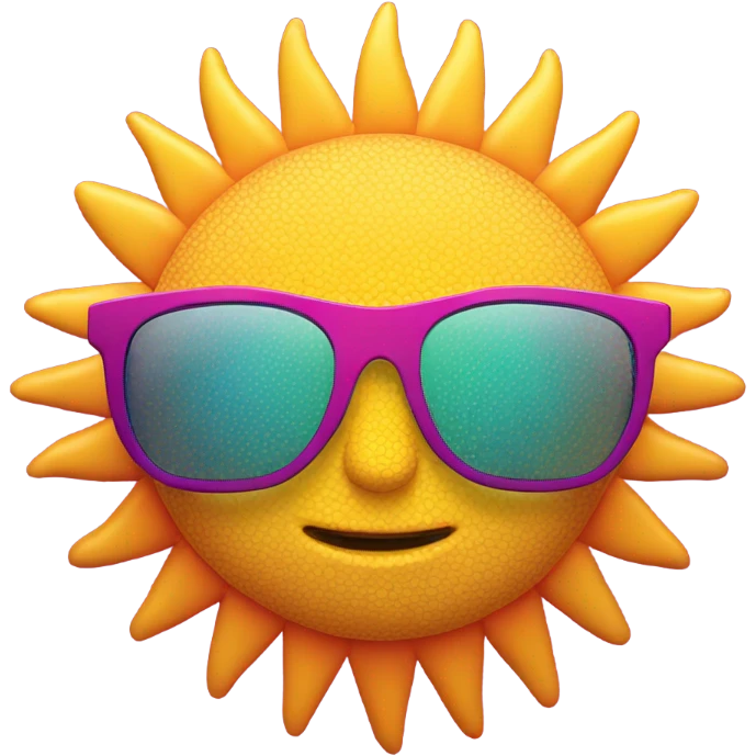 sporty sun, with sporty sunglasses, 80s style emoji