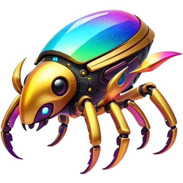  Epic legendary warm-colored sunny rare glowing mechanical sparkly bioluminescent luminescent vibrant bright dark exotic iridescent colorful gradients futuristic modern metallic glossy glittery fantasy-cyber-Fakémon-Vernid-creature emoji