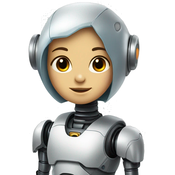 Robot with a cute girl human face emoji
