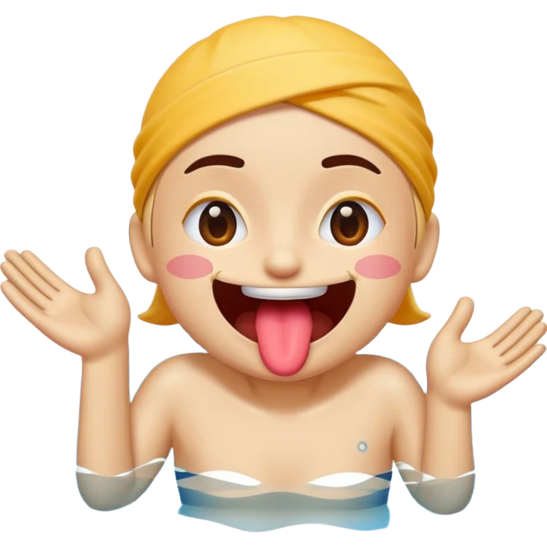 An emoji w tongue out and hands too like their tryna swim like that im talkin bout innit emoji