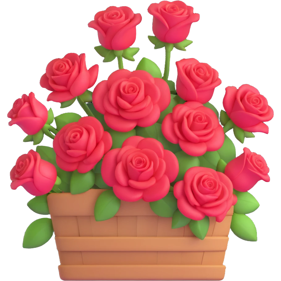 rose farm emoji with roses being graded and bunched, 3D cartoon style emoji