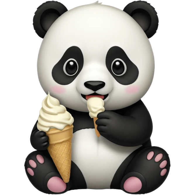 Panda eating ice cream emoji