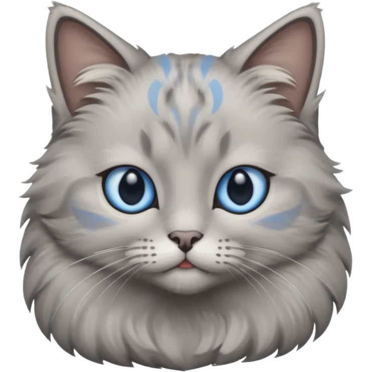 a gray cat with blue eyes on its FOREHEAD emoji