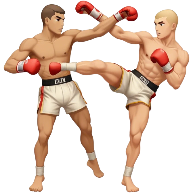 a white kickboxer throwing and landing a head kick on another fighter emoji