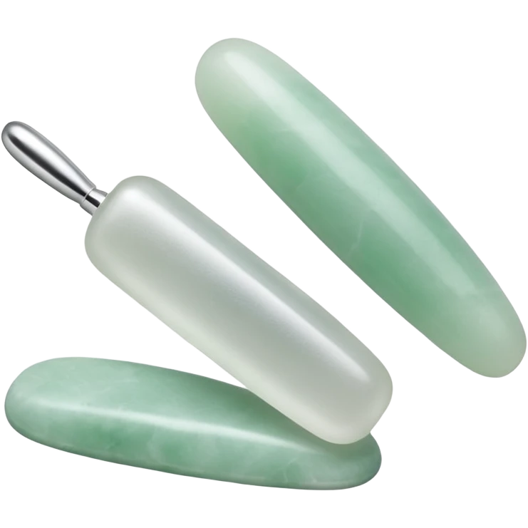 one silver gua sha and one silver jade roller used for beauty emoji