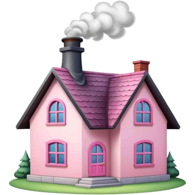 Pretty pink cartoon house emoji
