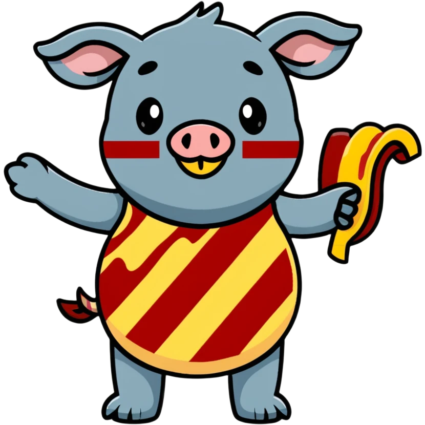 Stitch character holding a bacon strip emoji