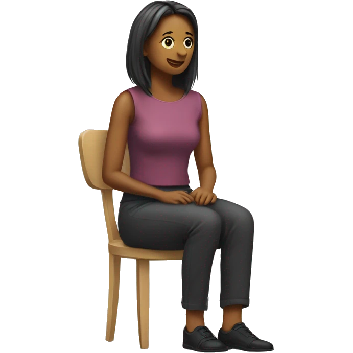 a woman is sitting and another woman is sitting in fron of her backwards emoji