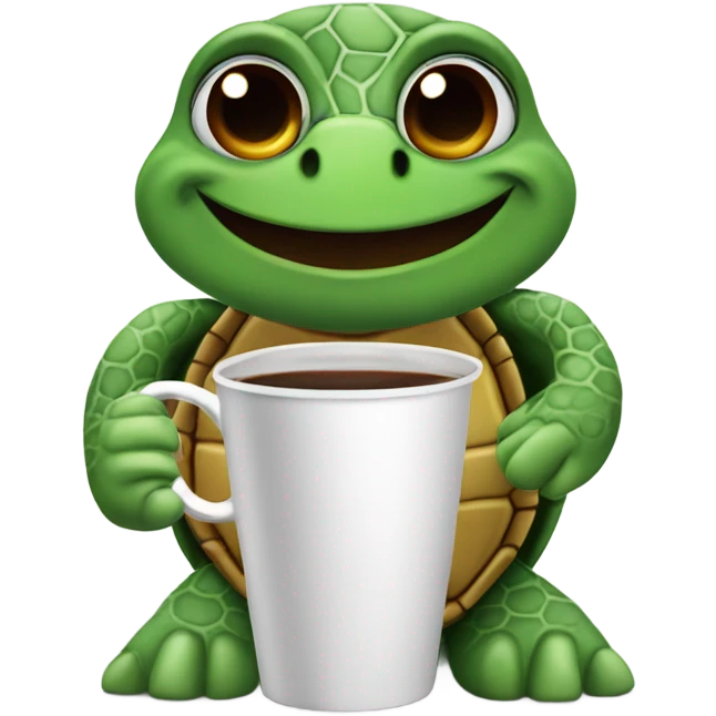 Turtle drinking coffee emoji