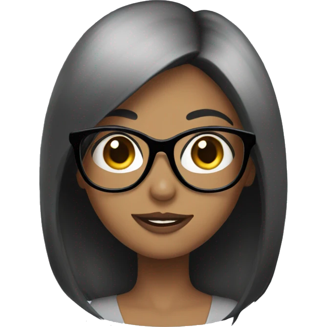 Girl with black hair and big glasses emoji