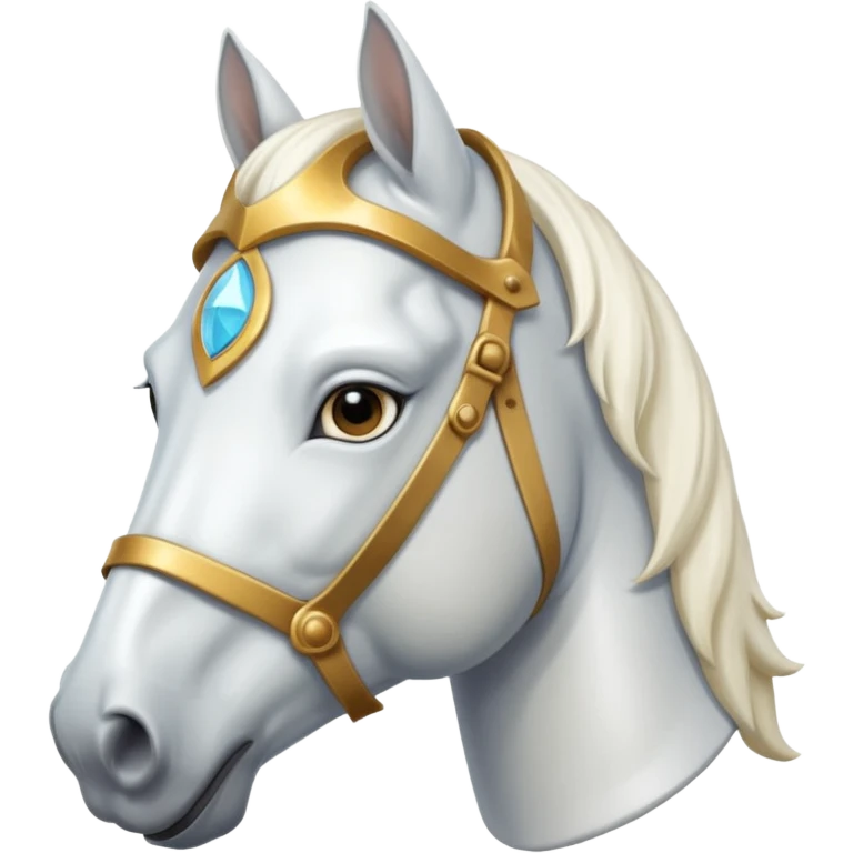 The face of a white realistic horse in armor emoji