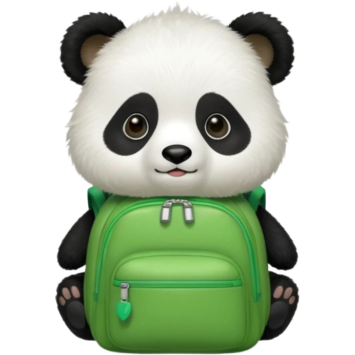 baby panda wear green backpack emoji
