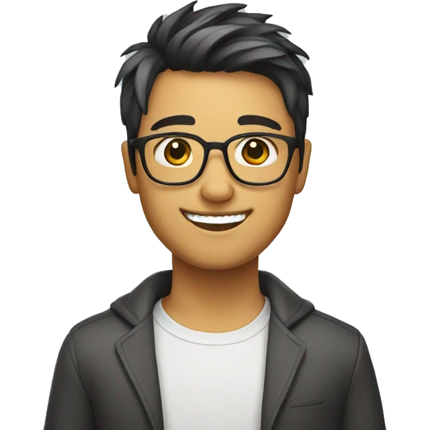 mayun,Smiling Glasses Suit Short Hair Round Face emoji