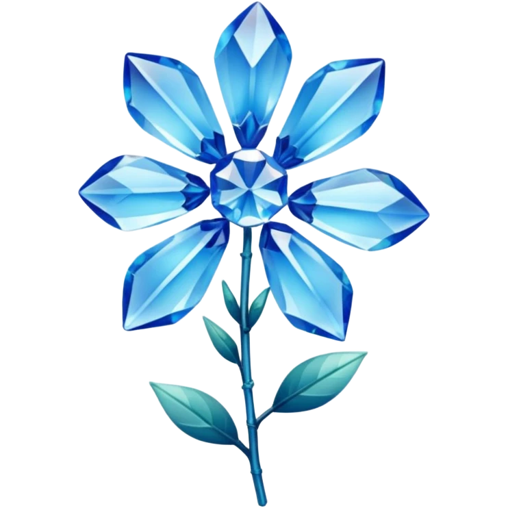 Blue crystal flower and stem emoji