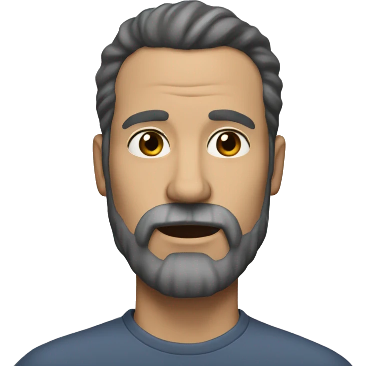 50 year old white man with black hair, brown eyes and a beard emoji