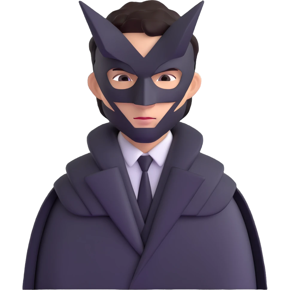 Squid Game Front Man with black geometric mask and black coat emoji