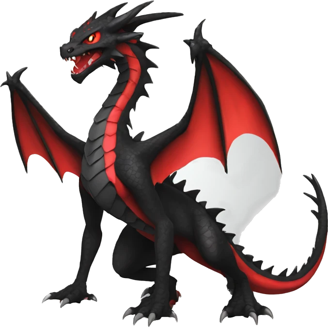 cool edgy black and red Dark-type dragon Pokémon full body emoji
