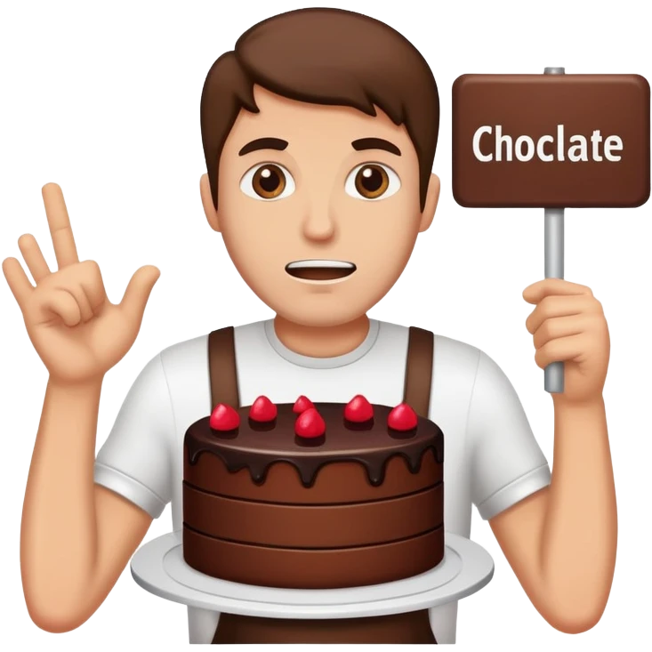 Guy protesting chocolate cake emoji