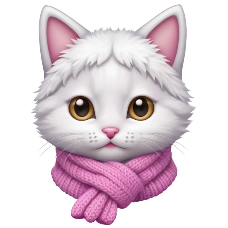 adorable kitten shivering with cold, wearing a scarf, simple background emoji