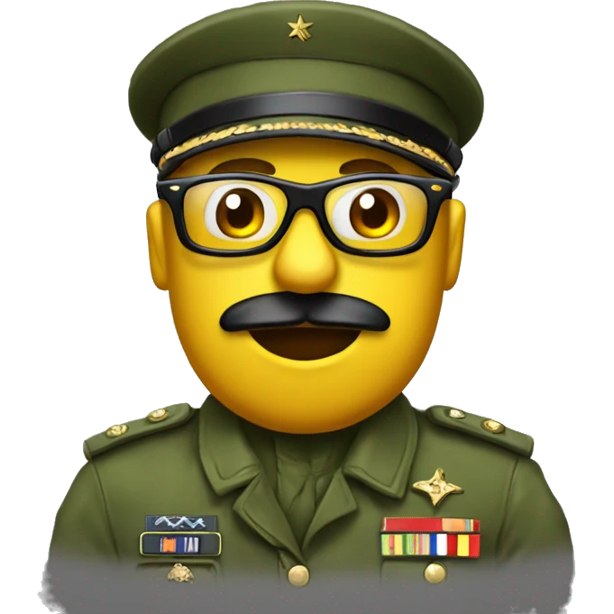 rana con gafas y gorro militar emoji