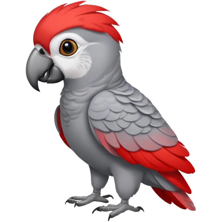 All grey african grey with red tail emoji