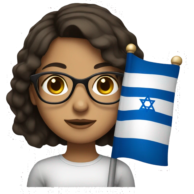 Brunette girl with glasses and short hair holding Israeli flag  emoji