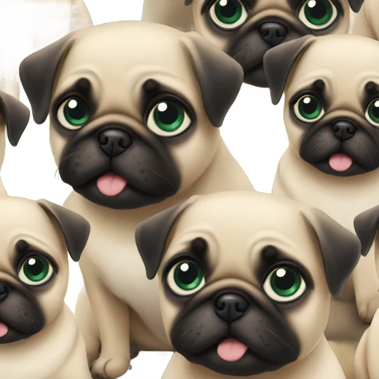 2 Baby pugs 1 with green eyes and 1 with blue  emoji