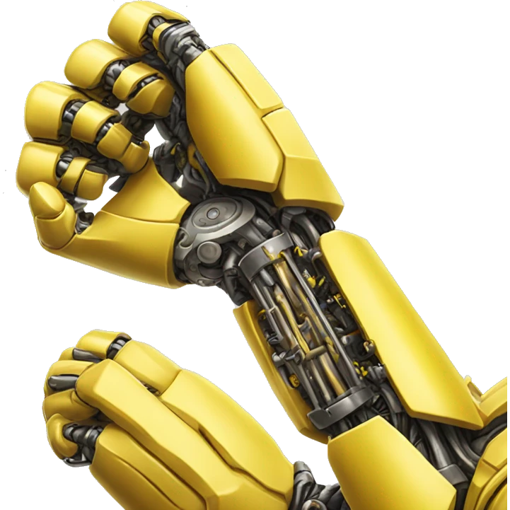 Flexing yellow mechanical cyborg bicep and arm emoji
