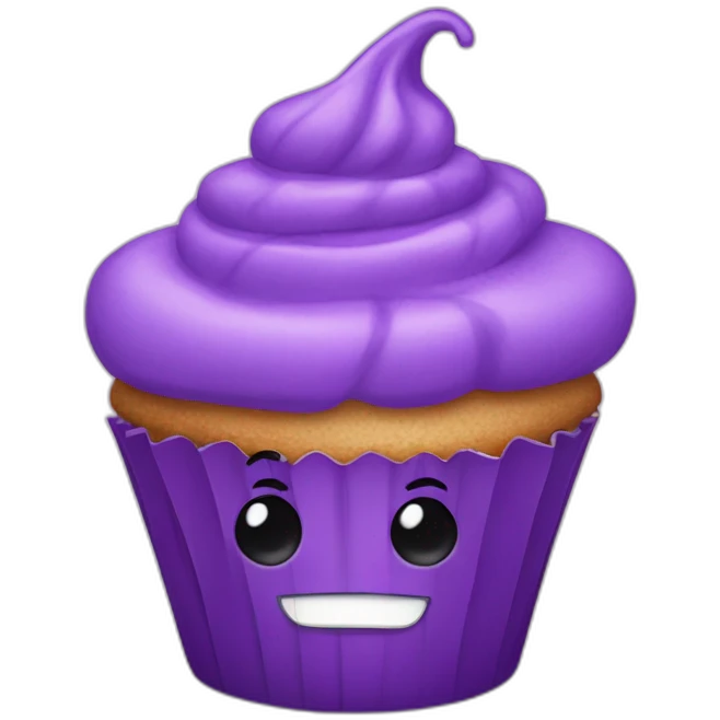 Happy purple cupcake  emoji