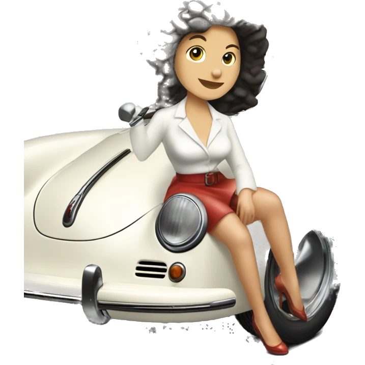 porsche 356 speedster with woman  emoji