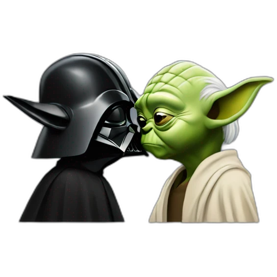 yoda kissing dark vador emoji