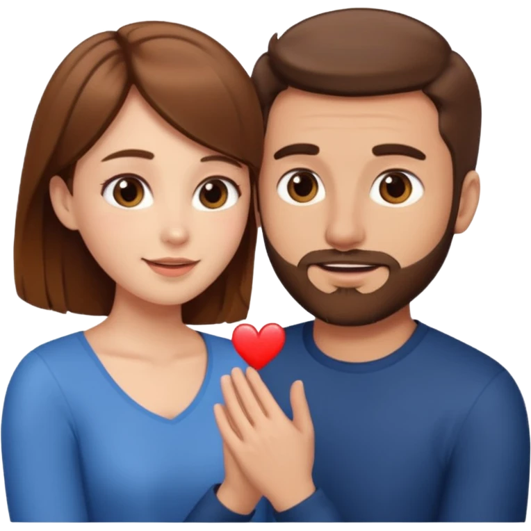 A brown haired man with a short beard proposing to a brown haired girl emoji