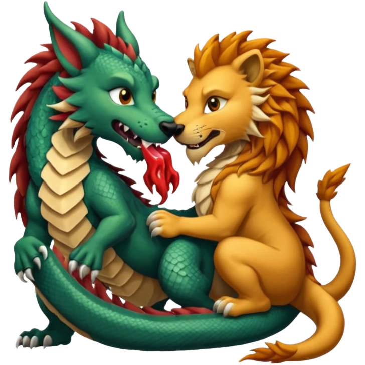 A wolf, a lion, a dragon, all eating each other's tail ouroboro emoji
