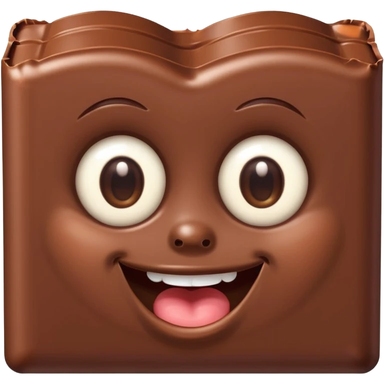  chocolate bar with eyes and mouth looking at the camer emoji