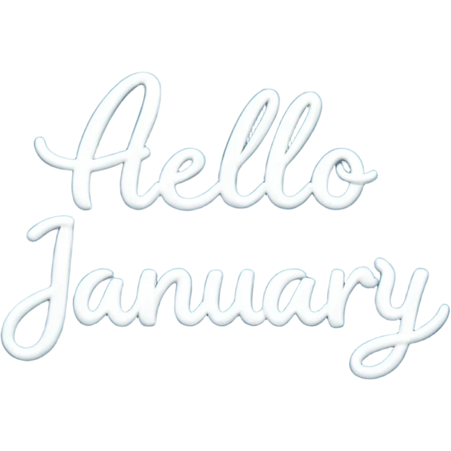 Blue “ hello January “ word light blue and aesthetic  emoji