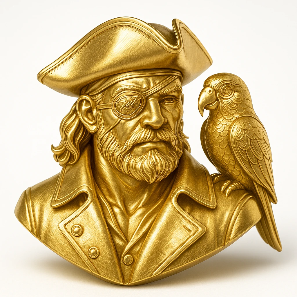 pirate with eye patch and parrot emoji