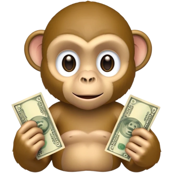 Monkey holding cash, gbp currency. emoji