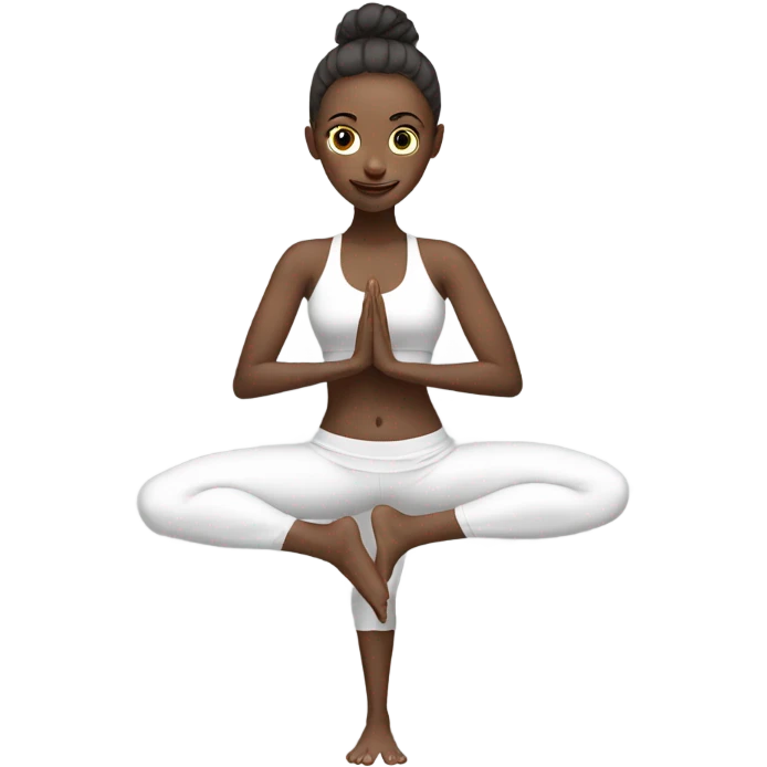 Emoji face. Skinny fit yoga girl. White emoji