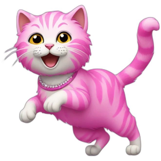 a cat with pink fur dancing emoji