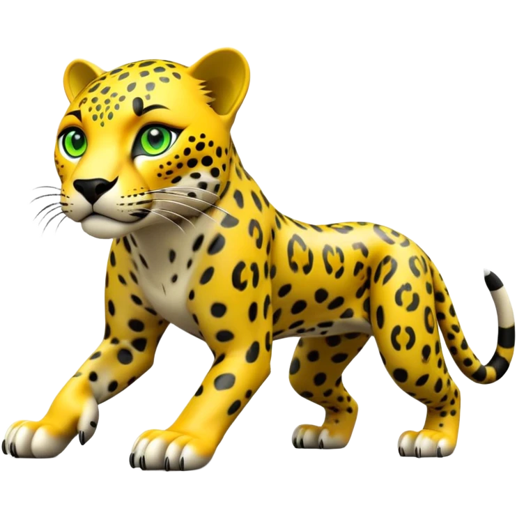 cinematic-jaguar-realistic-full-body-on-all-fours-emoji,-sleek-powerful-frame-poised-for-action,-yellow-fur-adorned-with-bold-black-rosettes,-head-tilted-dramatically,-piercing-green-eyes-locked-onto-its-prey,-simplified-yet-realistic-focus emoji